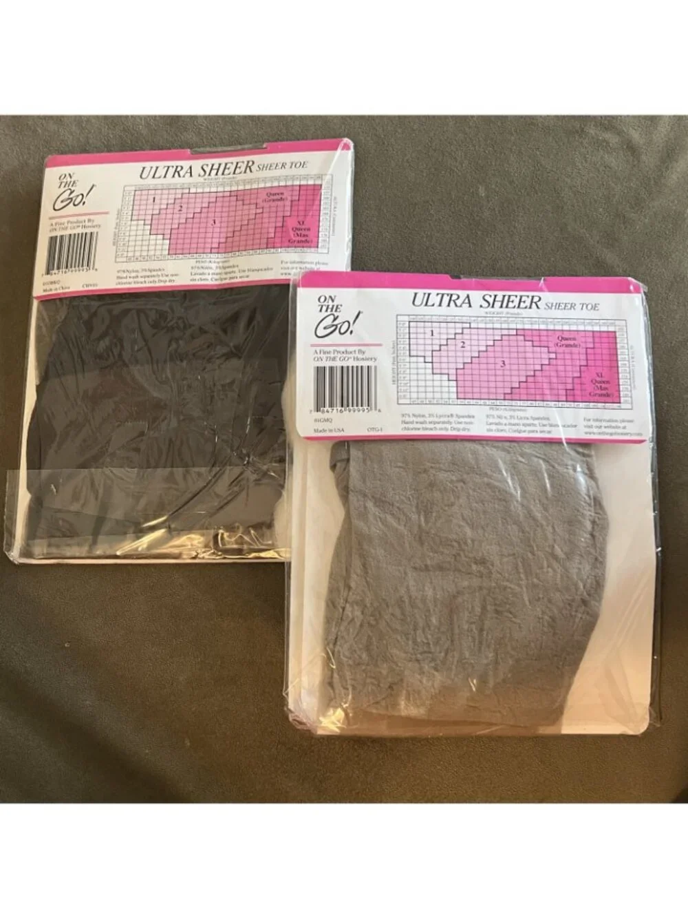 On The Go Ultra Sheer Pantyhose Queen Grey Mist And Off Black Sheer Toe Women's